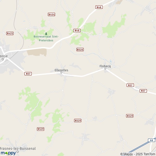 De kaart voor de stad 7862-9600 Ellezelles