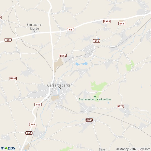 De kaart voor de stad 7863-9570 Geraardsbergen