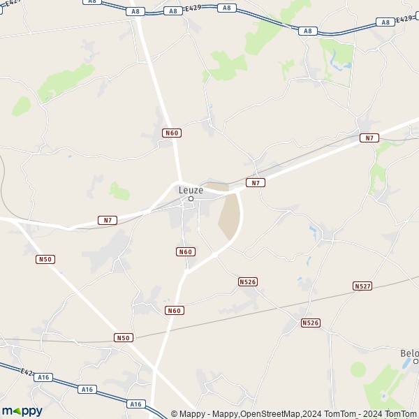 De kaart voor de stad 7900-7906 Leuze-en-Hainaut