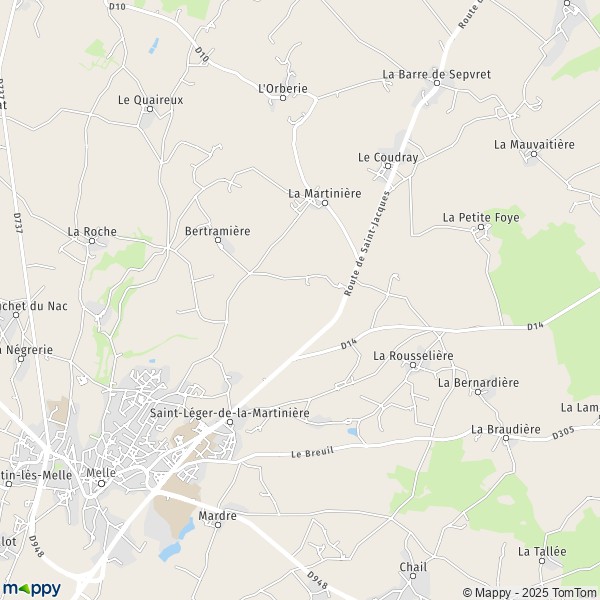Kaart Saint-Léger-de-la-Martinière, 79500 Melle