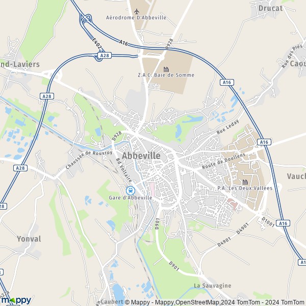 De kaart voor de stad Abbeville 80100