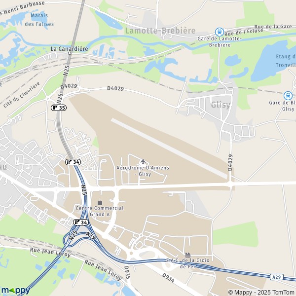 De kaart voor de stad Glisy 80440