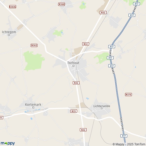 De kaart voor de stad 8211-8820 Torhout