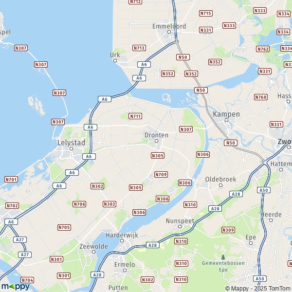 De kaart voor de stad Dronten 8251-8256