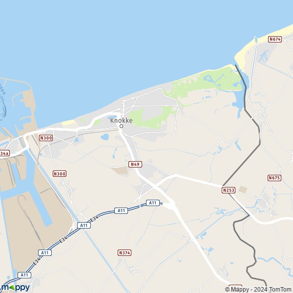 De kaart voor de stad 8300-8301 Knokke-Heist