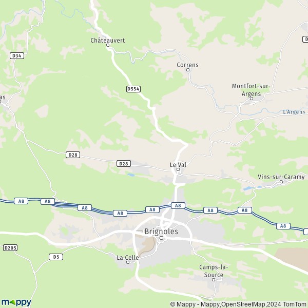 De kaart voor de stad Le Val 83143