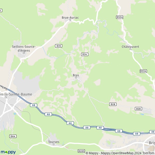 De kaart voor de stad Bras 83149