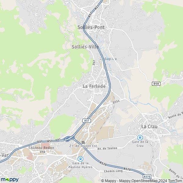 De kaart voor de stad La Farlède 83210