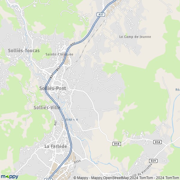 De kaart voor de stad Solliès-Pont 83210