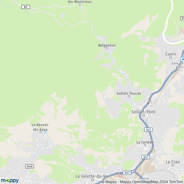 De kaart voor de stad Solliès-Toucas 83210