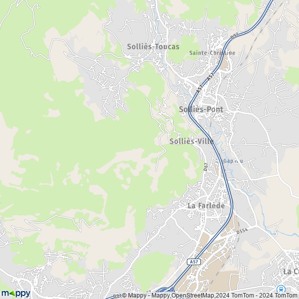 De kaart voor de stad Solliès-Ville 83210
