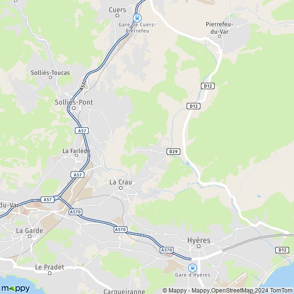 De kaart voor de stad La Crau 83260