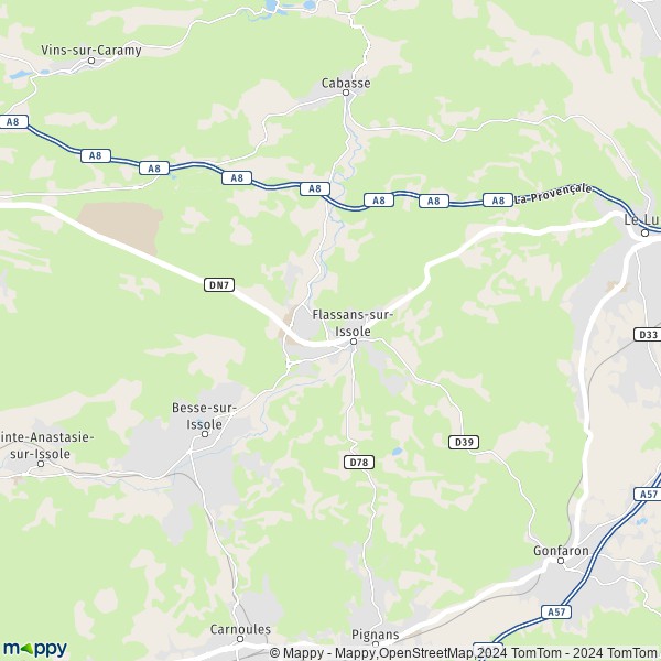 De kaart voor de stad Flassans-sur-Issole 83340