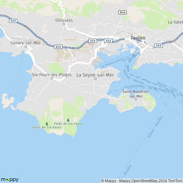De kaart voor de stad La Seyne-sur-Mer 83500