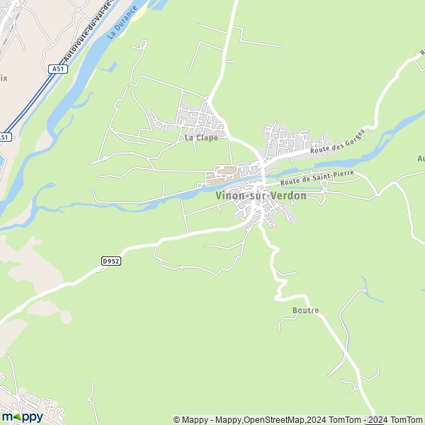De kaart voor de stad Vinon-sur-Verdon 83560