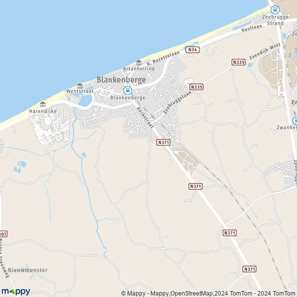 De kaart voor de stad 8370 Blankenberge