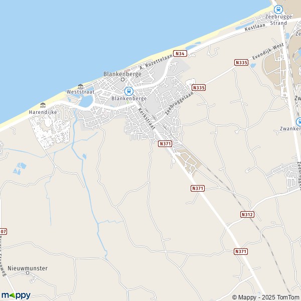 De kaart voor de stad 8370 Blankenberge