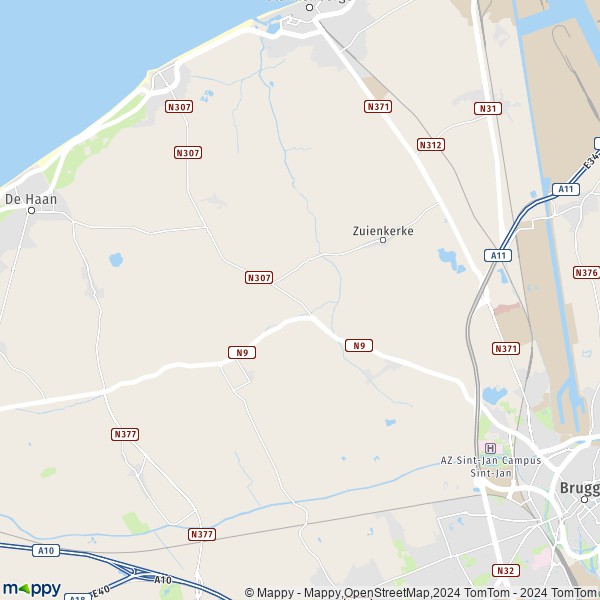 De kaart voor de stad 8377 Zuienkerke
