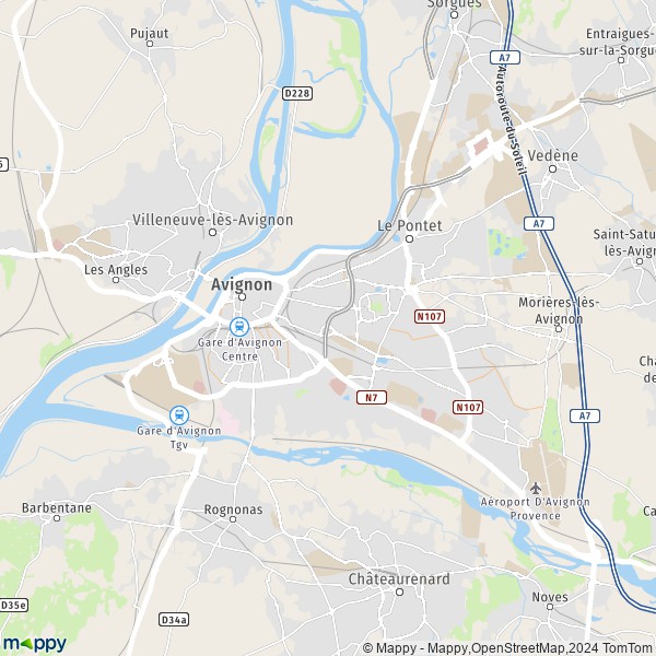 De kaart voor de stad Avignon 84000-84140