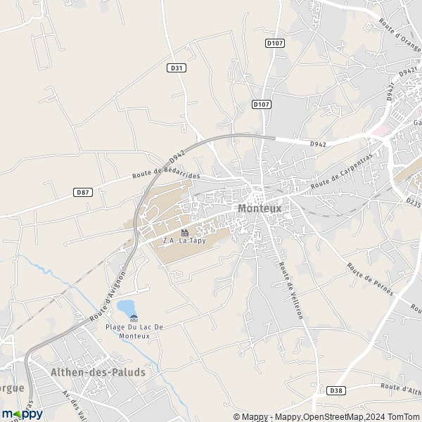 De kaart voor de stad Monteux 84170