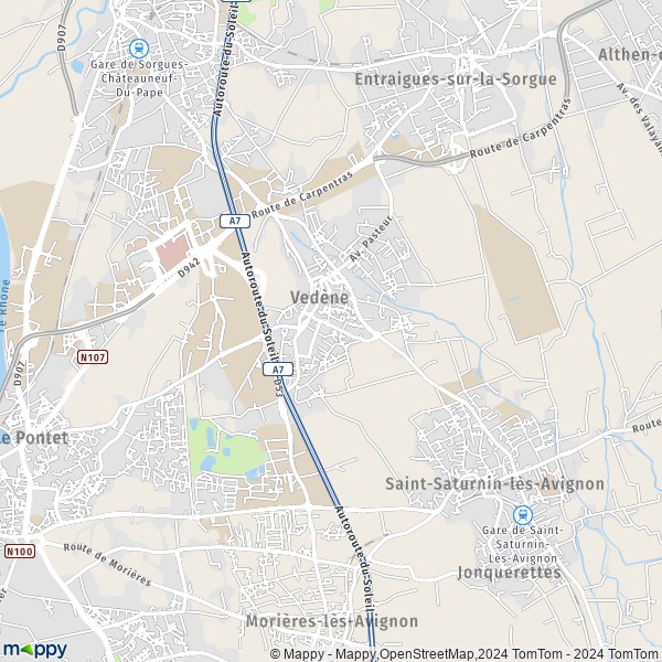 De kaart voor de stad Vedène 84270