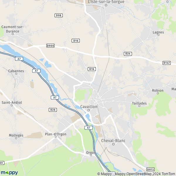 De kaart voor de stad Cavaillon 84300