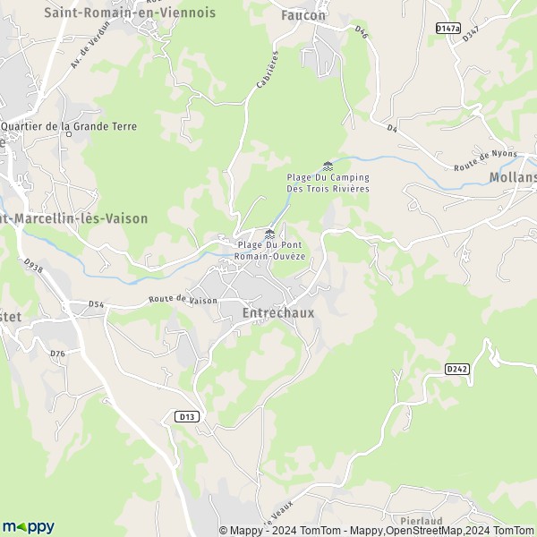 De kaart voor de stad Entrechaux 84340
