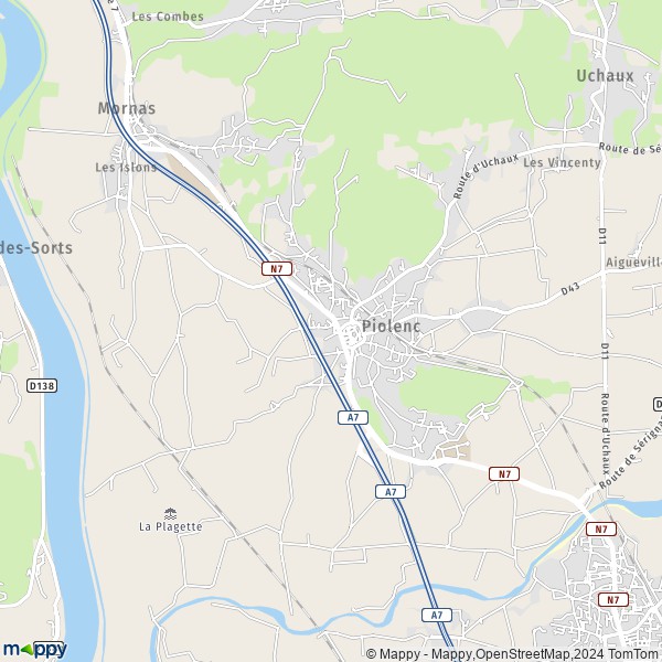 De kaart voor de stad Piolenc 84420