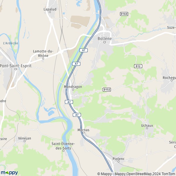 De kaart voor de stad Mondragon 84430