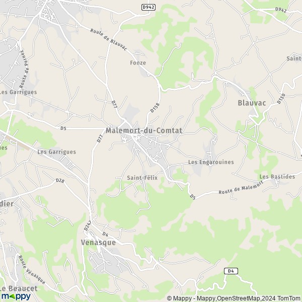 De kaart voor de stad Malemort-du-Comtat 84570