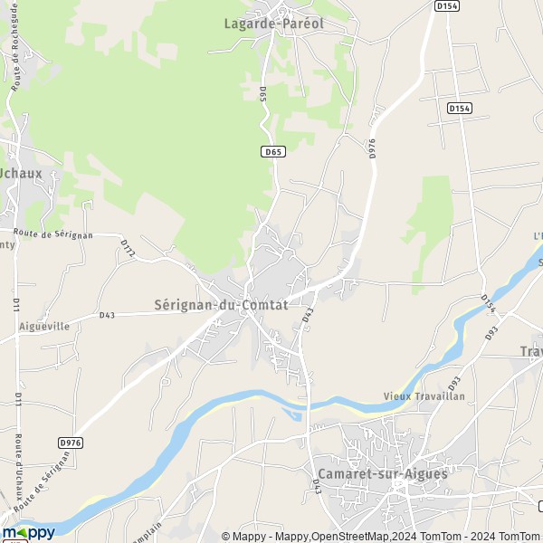 De kaart voor de stad Sérignan-du-Comtat 84830