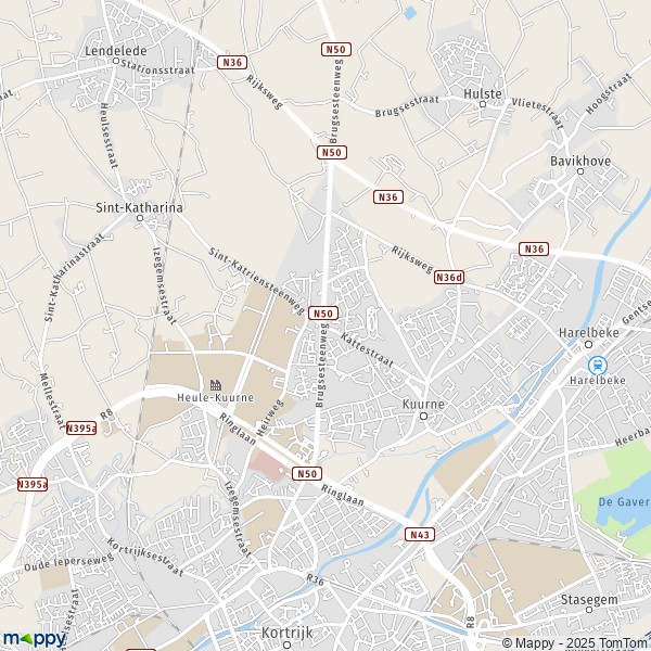 De kaart voor de stad 8501-8860 Kuurne
