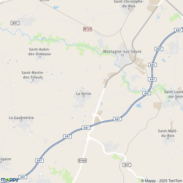 Kaart La Verrie, 85130 Chanverrie