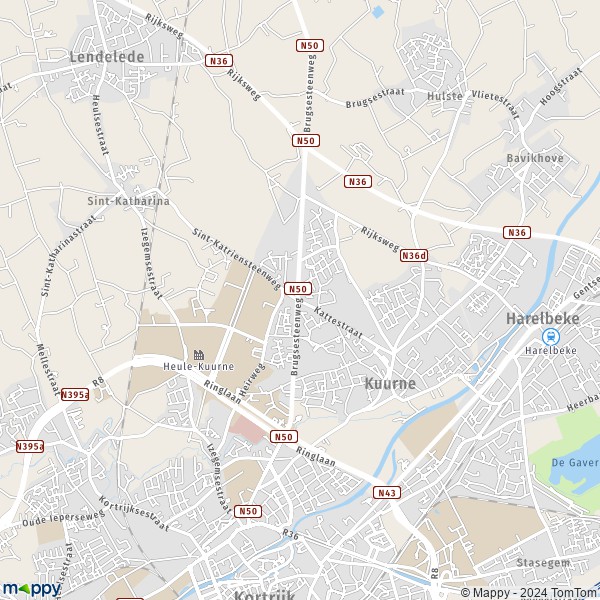 De kaart voor de stad 8520 Kuurne