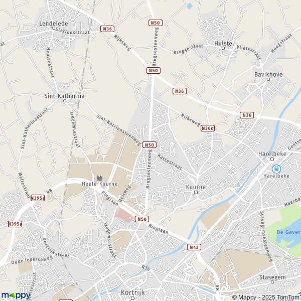 De kaart voor de stad 8520-8531 Kuurne