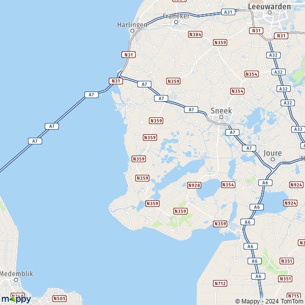 De kaart voor de stad Súdwest Fryslân 8529-9021