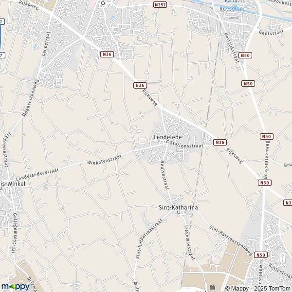 De kaart voor de stad 8531-8860 Lendelede