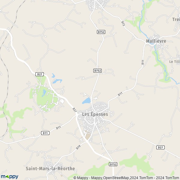 De kaart voor de stad Les Épesses 85590