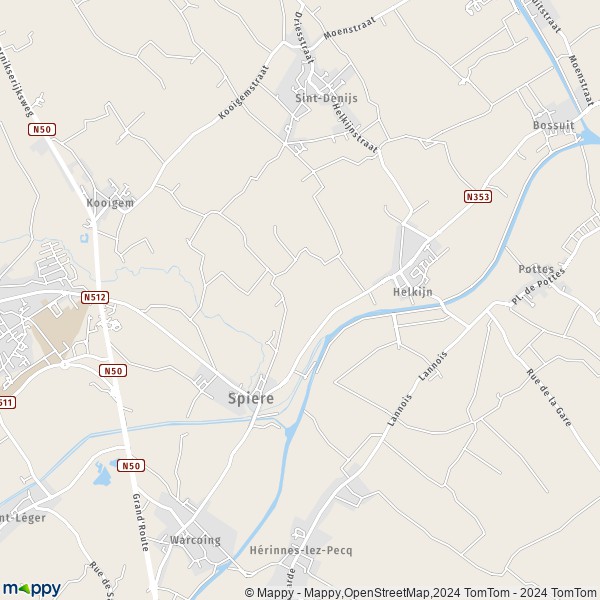 De kaart voor de stad 8587 Spiere-Helkijn