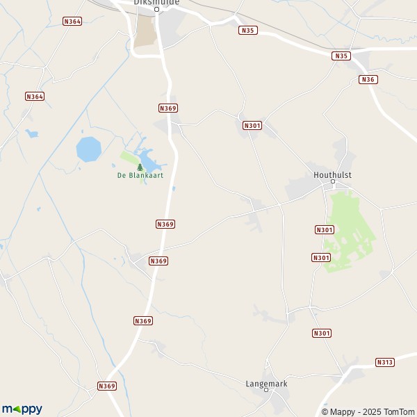 De kaart voor de stad 8600-8650 Houthulst