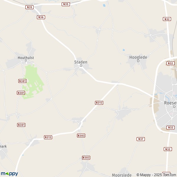 De kaart voor de stad 8610-8840 Staden