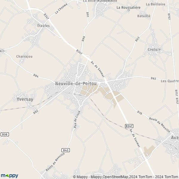 De kaart voor de stad Neuville-de-Poitou 86170