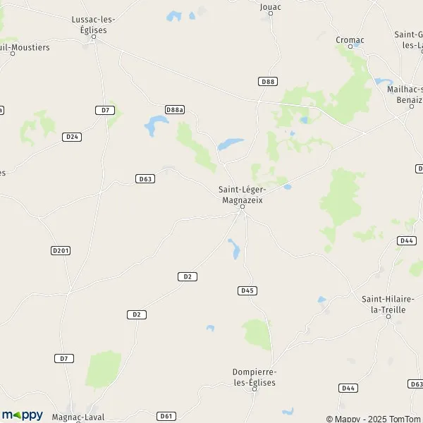 Plattegrond SaintLégerMagnazeix kaart van SaintLégerMagnazeix