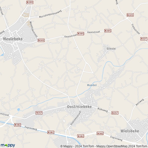 De kaart voor de stad 8780 Oostrozebeke
