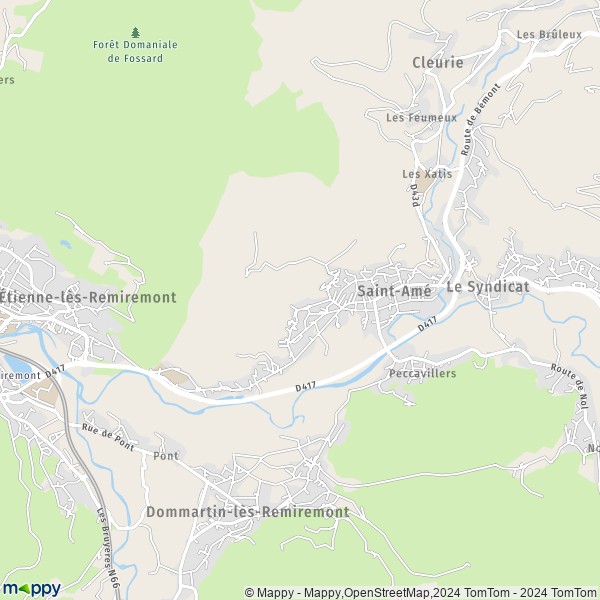 De kaart voor de stad Saint-Amé 88120