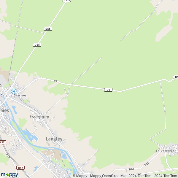 De kaart voor de stad Essegney 88130