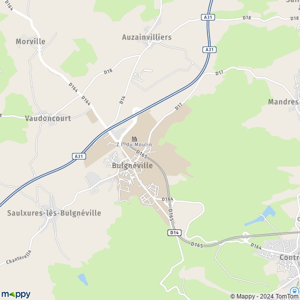 De kaart voor de stad Bulgnéville 88140