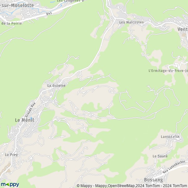 De kaart voor de stad Le Ménil 88160