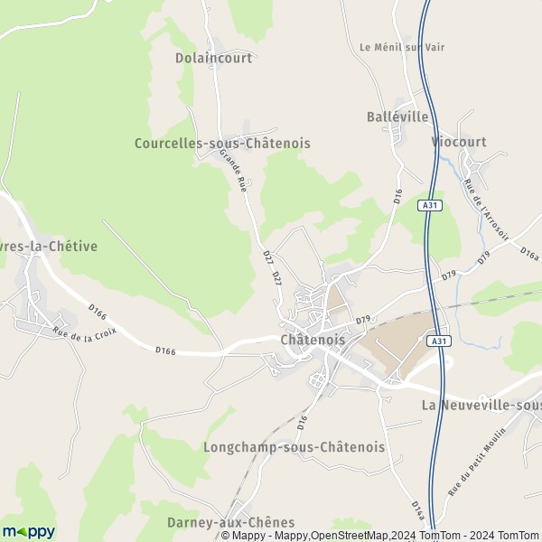 De kaart voor de stad Châtenois 88170