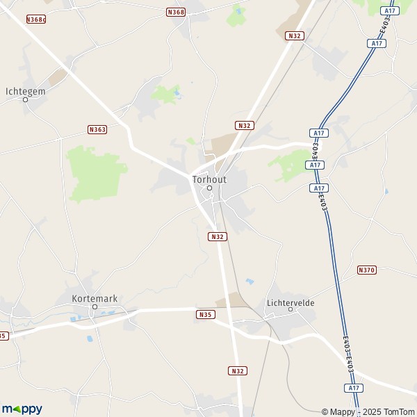 De kaart voor de stad 8820 Torhout